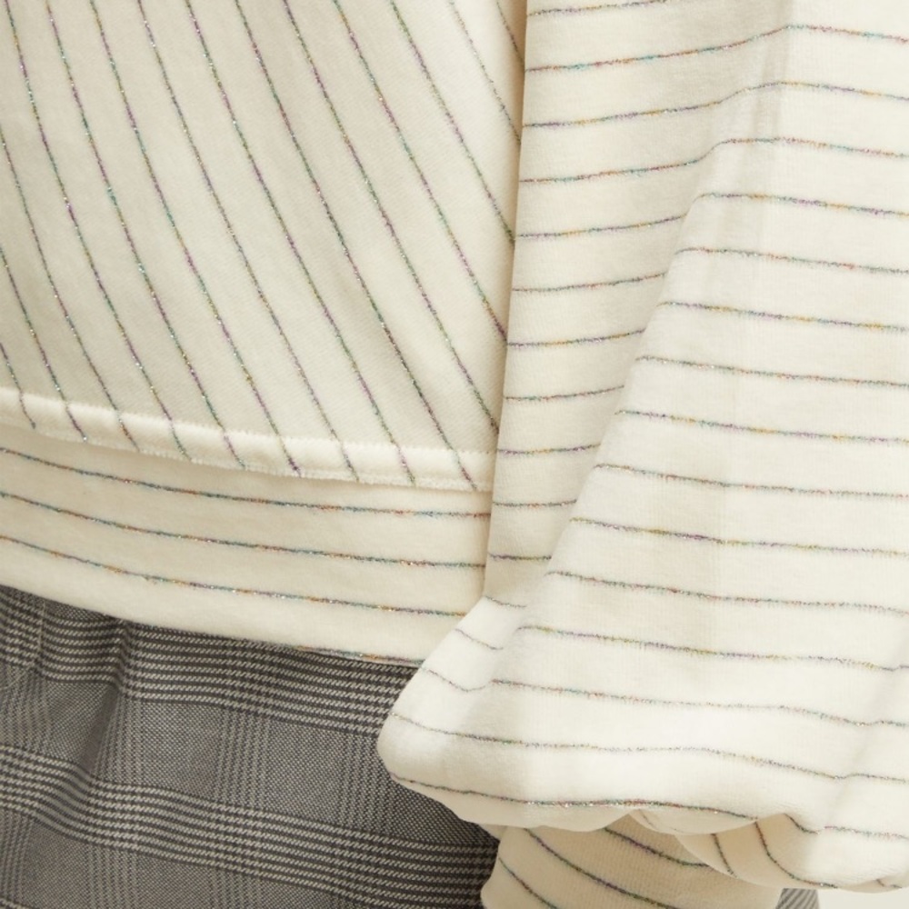 Ganni Harley Striped Cotton-Blend Velour Sweater Size 38 - Picture 3 of 8